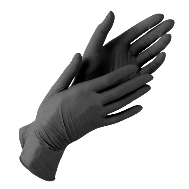 Guantes de nitrilo negros sin polvo, 100 uds.