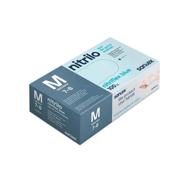 Guantes de nitrilo azules sin polvo, 100 uds.