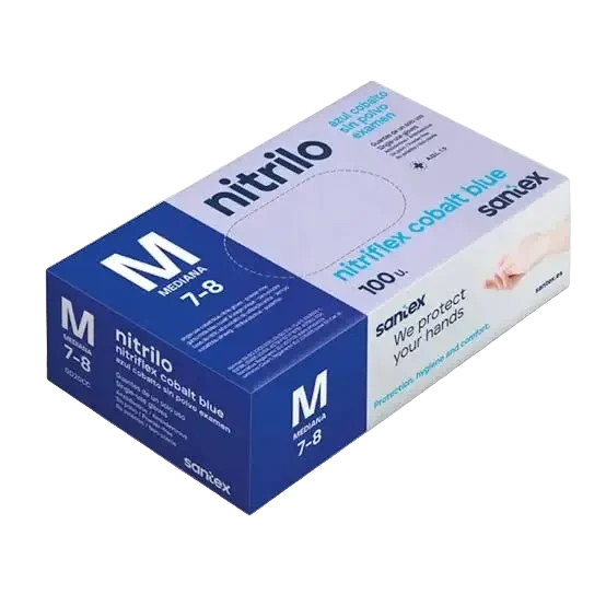 Guantes de nitrilo azul cobalto sin polvo, 100 uds.