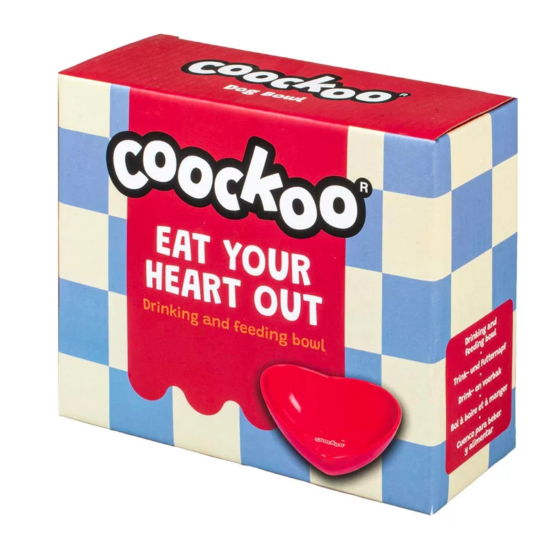 Ebi Coockoo Eat Your Heart Out Dog Bowl 480ml Red 16.5x13.5x6cm