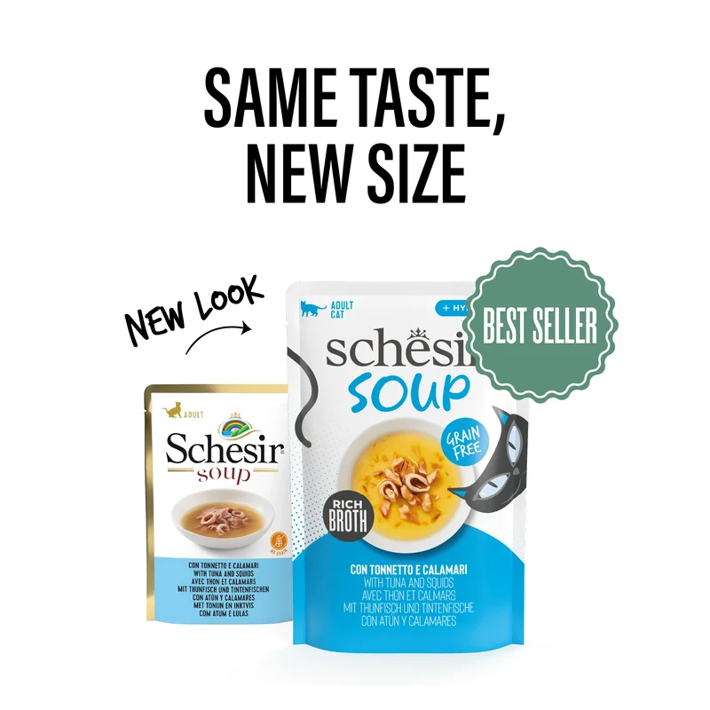 Schesir Tuna & Squid In Soup Pouch Wet Cat Food 40g