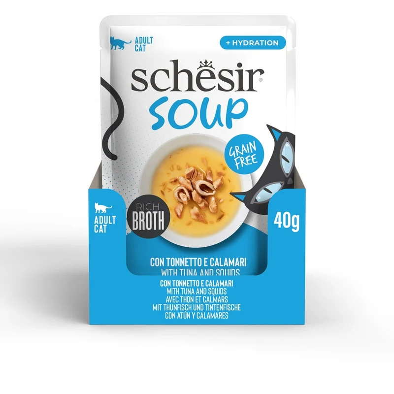 Schesir Tuna & Squid In Soup Pouch Wet Cat Food 40g