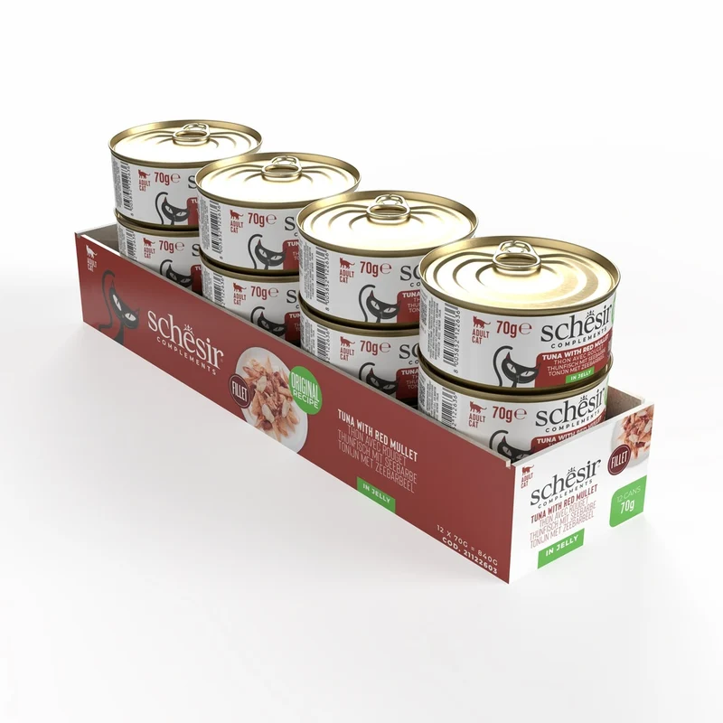 Schesir Complements Tuna With Red Mullet In Jelly Canned Wet Cat Food 70g