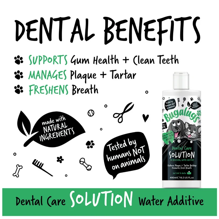 Bugalugs Dental Care Soution Water Additive For Dogs & Cats 490ML