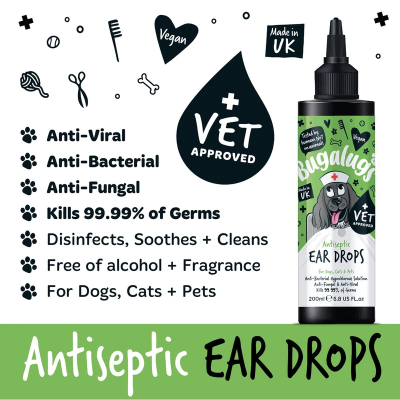 Bugalugs Antiseptic Ear Drops for Pets - 200ML