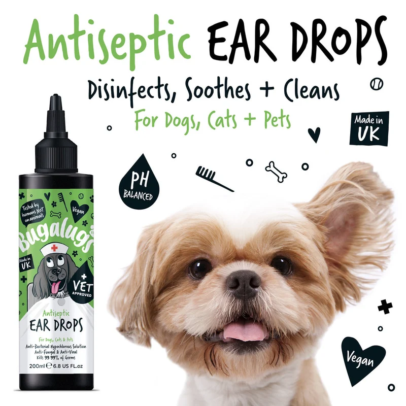 Bugalugs Antiseptic Ear Drops for Pets - 200ML