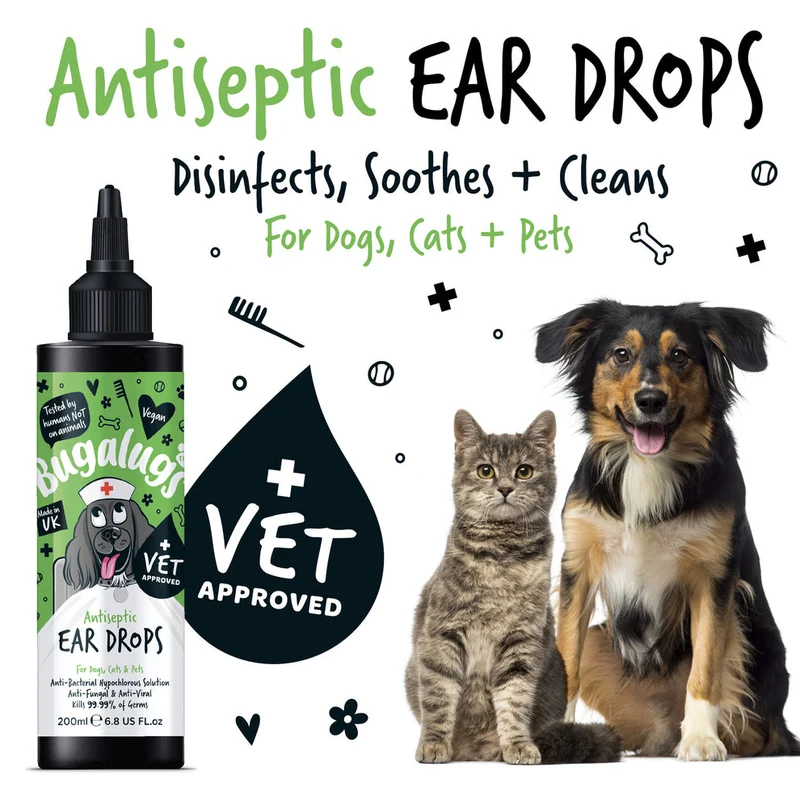 Bugalugs Antiseptic Ear Drops for Pets - 200ML