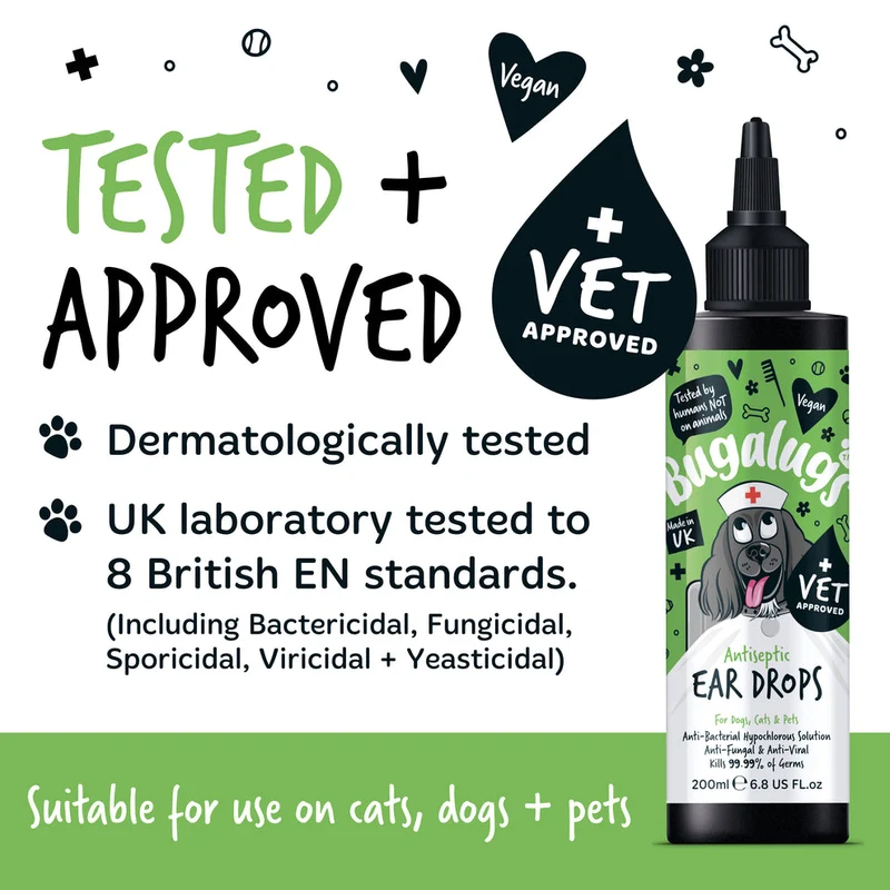 Bugalugs Antiseptic Ear Drops for Pets - 200ML