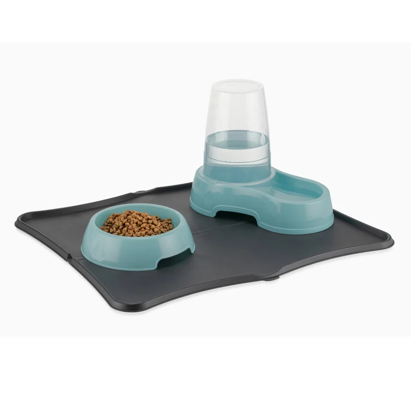 Thunder Paws Non-Slip Food & Water Bowl Feeding Mat For Dogs & Cats Black 56.5x48.4x1.2cm
