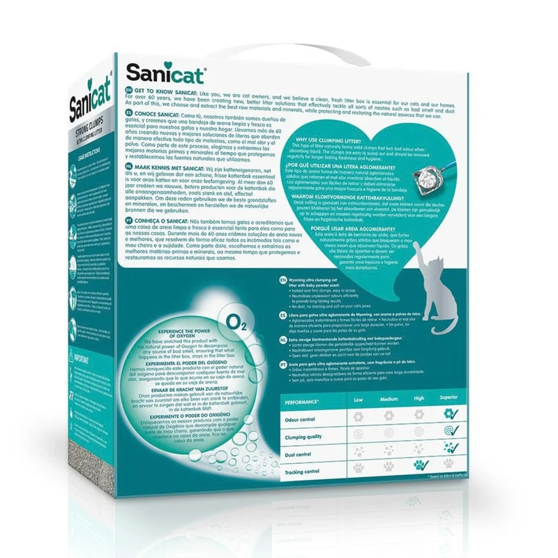 Sanicat Strong Clumps Baby Powder Bentonite Clumping Cat Litter 10KG