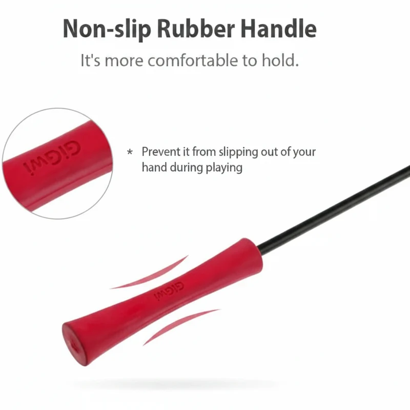 GiGwi Feather Teaser Wand with Natural Plush Tail & TPR Handle Cat Toy Red