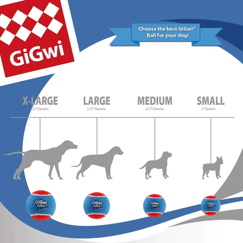 GiGwi Ball Originals Squeaker Tennis Balls Dog Toy Set of 3