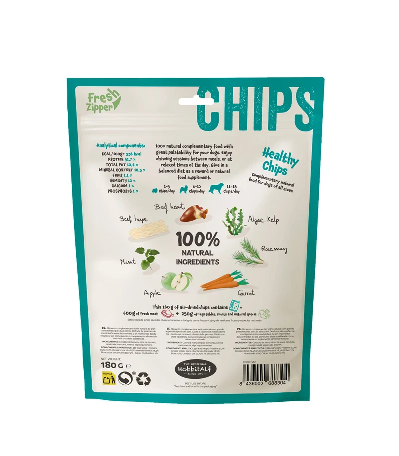 Hobbitalf Air Dried Healthy Chips Fresh Dental Dog Treats 180g