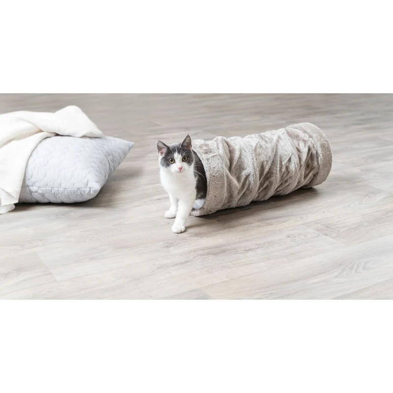 Trixie Plush Playing Tunnel For Cats Grey 22x60cm