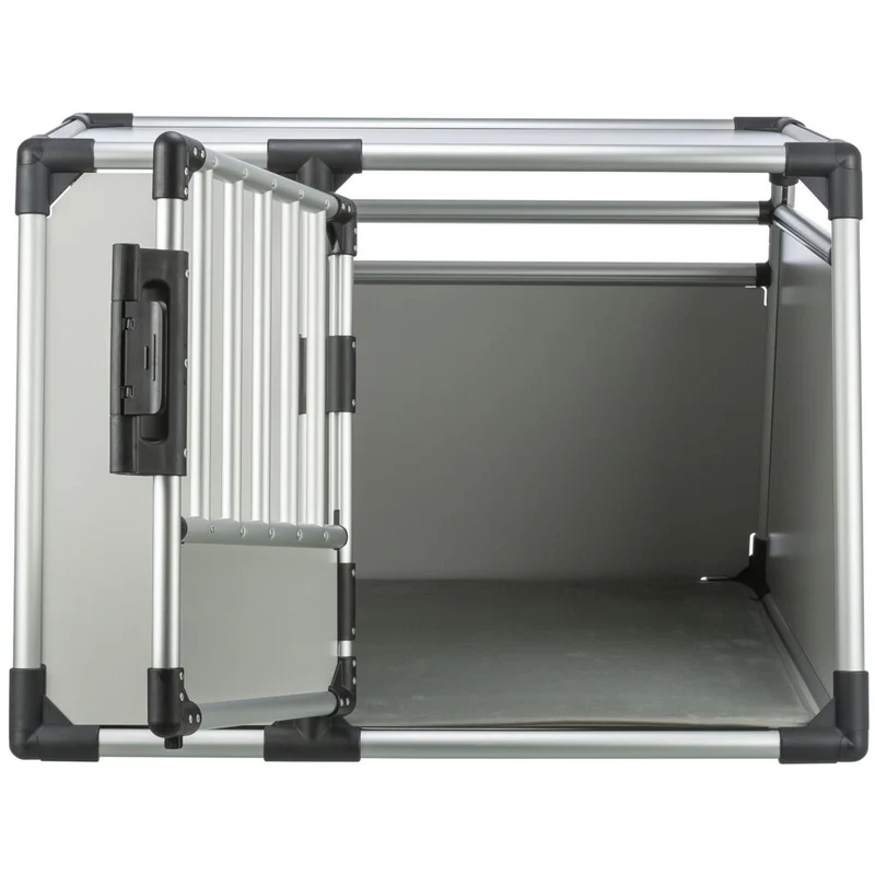 Trixie Aluminium Dog Transport Crate Box With Panel Door Light Grey
