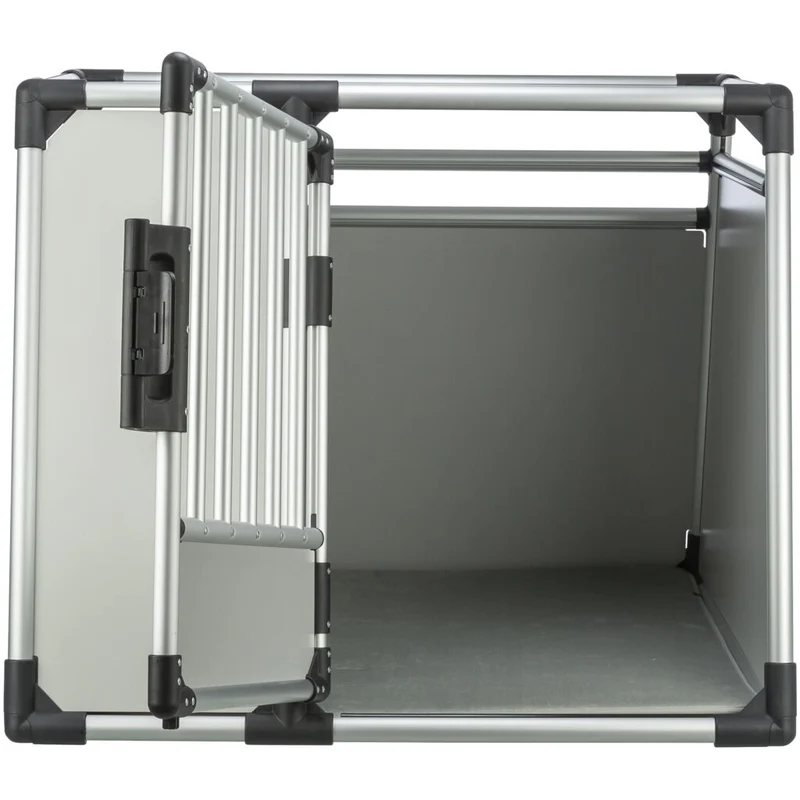Trixie Aluminium Dog Transport Crate Box With Panel Door Light Grey
