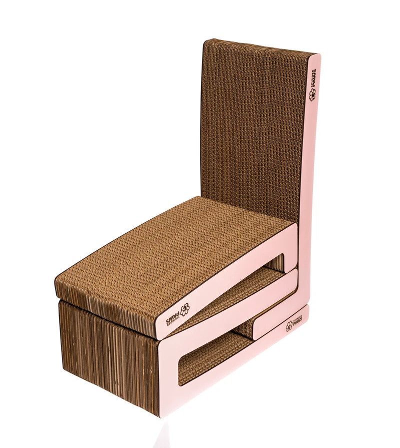 Thunder Paws Duo Shape Cat Scratcher 44x21x16cm - Pink