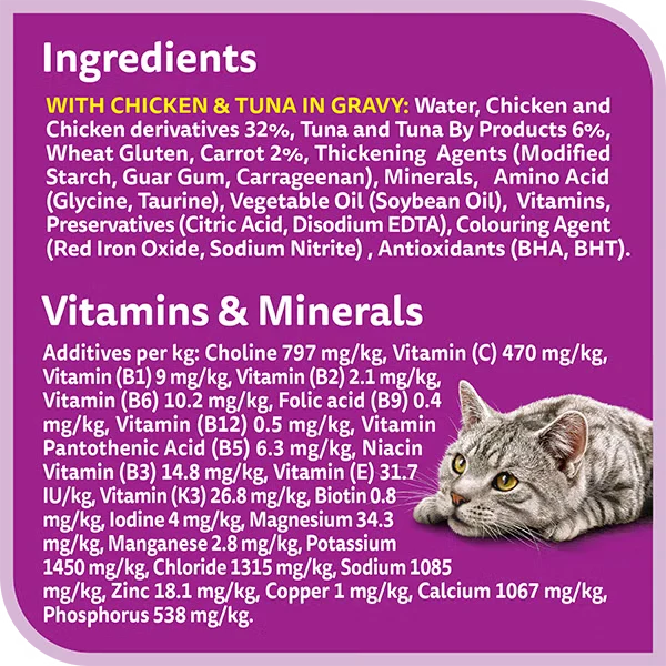 Whiskas 1+ Years Tasty Mix Land & Sea Collection Adult Wet Cat Food In Gravy 12X70G