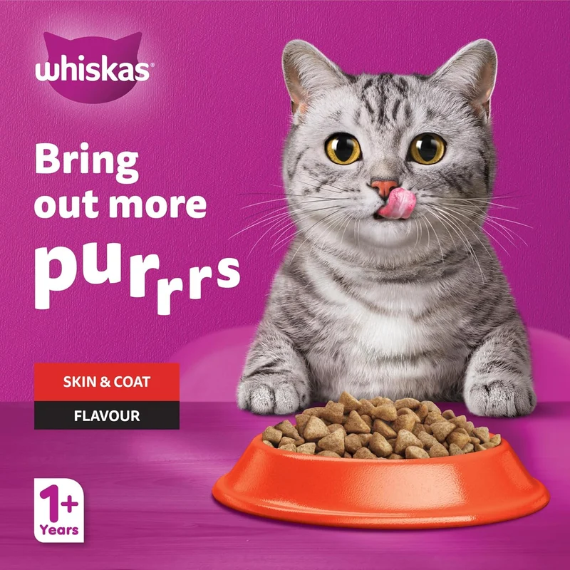 Whiskas 1+ Years Skin & Coat Chicken & Salmon Adult Dry Cat Food 1.1KG