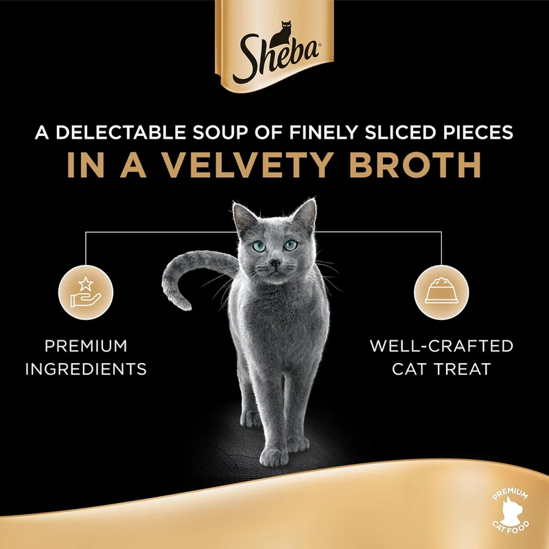 Sheba Soup with Salmon Adult Wet Cat Food In Pouch 4X40G