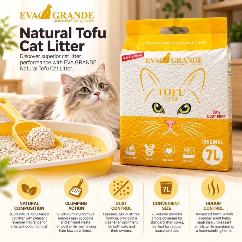 Eva Grande Eco-Friendly Original 100% Natural Tofu Clumping Cat litter 7L