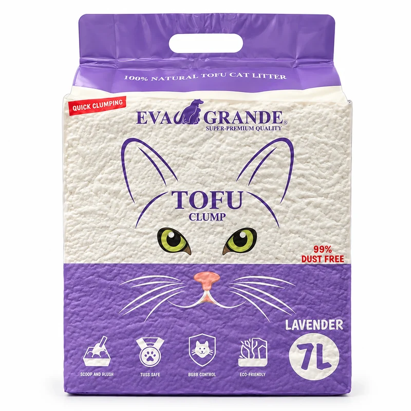Eva Grande Eco-Friendly Lavender 100% Natural Tofu Clumping Cat litter 7L