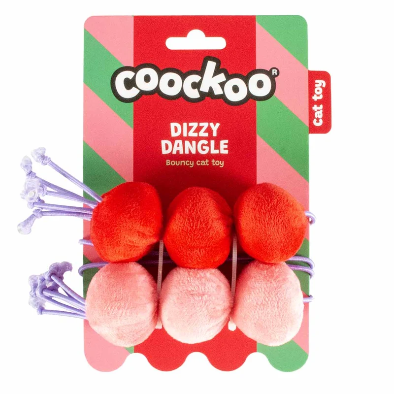 Ebi Coockoo Dizzy Dangle Bouncy Cat Chase Toy - Red & Pink/60x4x4cm