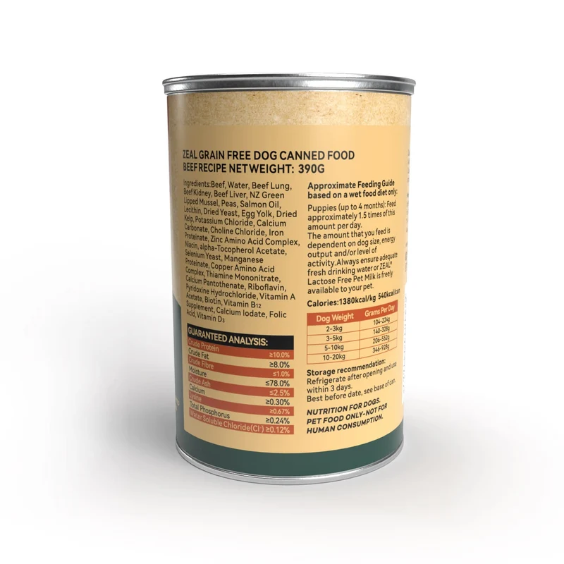 Zeal Grain Free Beef Recipe Wet Dog Food 390G