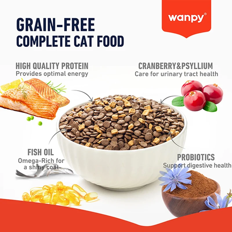 Wanpy Grain Free Complete Salmon Recipe Dry Cat Food 1.5Kg