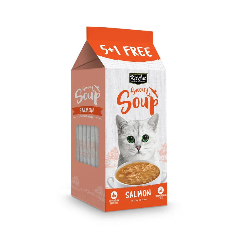 Kit Cat Savoury Soup Salmon Wet Cat Food 6x50G