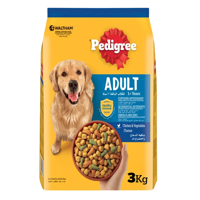 Pedigree Chicken & Vegetables Adult Dry Dog Food 3KG - Pack of 10