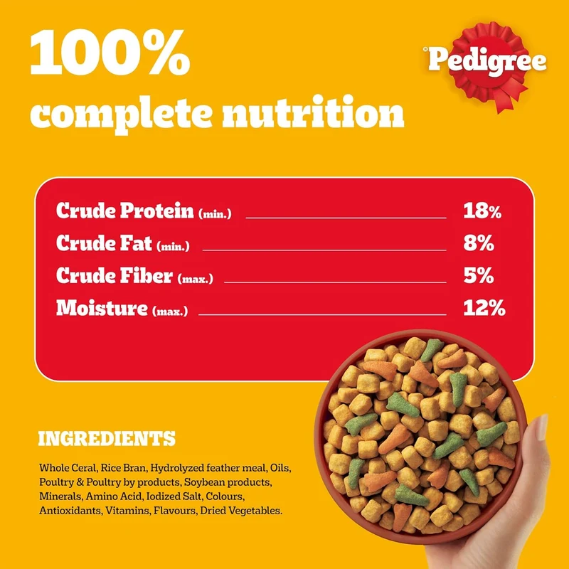 Pedigree Chicken & Vegetables Adult Dry Dog Food 3KG - Pack of 10