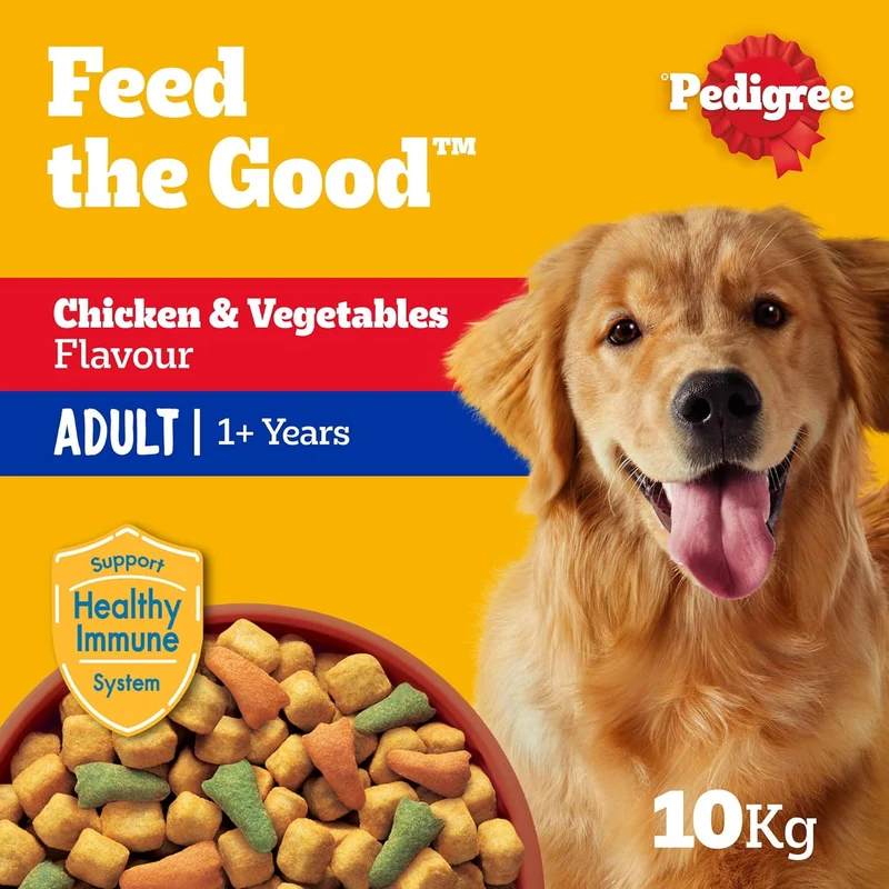 Pedigree Chicken & Vegetables Adult Dry Dog Food 3KG - Pack of 10
