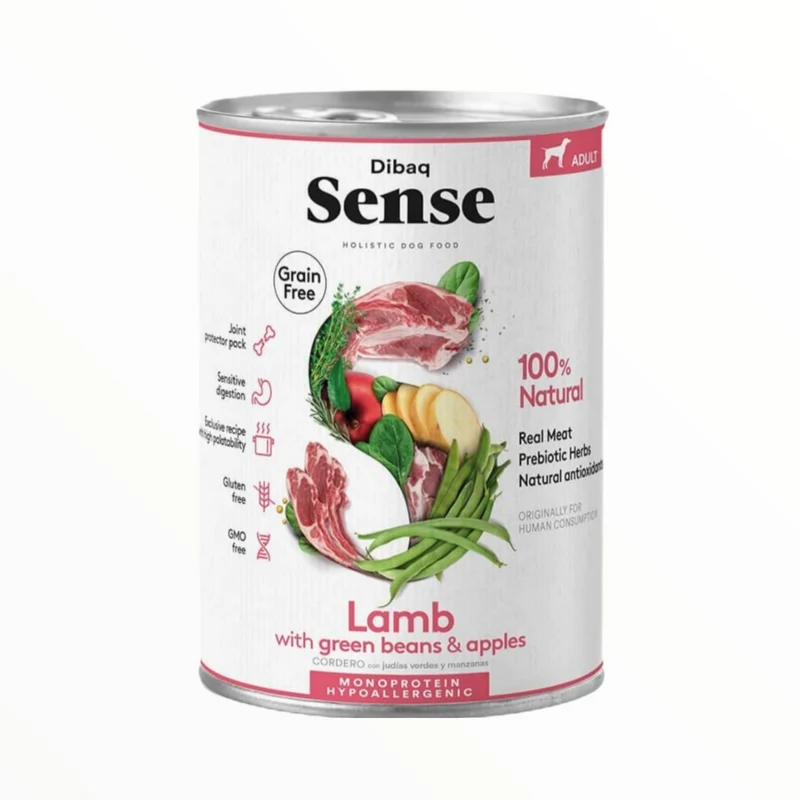 Dibaq Sense Cordero 380g — Comida Húmeda Monoproteica Grain Free para Perros