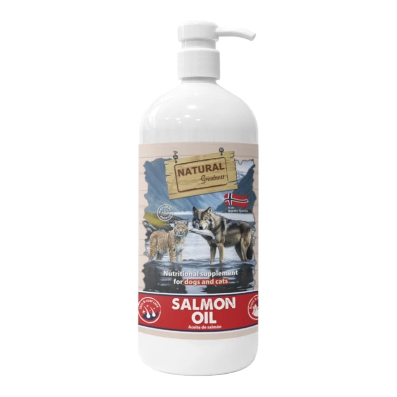 Natural Greatness Aceite de Salmón de Fiordos Noruegos para Perros y Gatos
