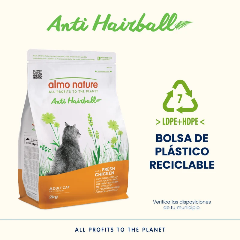Almo Nature Anti Hairball Pollo Fresco Pienso para Gatos