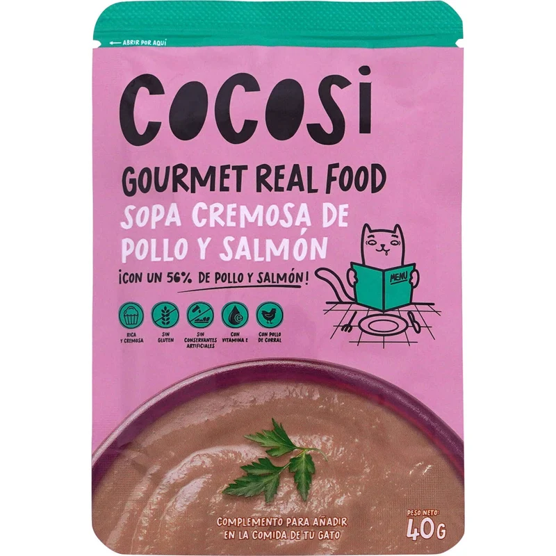 Cocosi Sopa Cremosa de Pollo y Salmón para Gatos