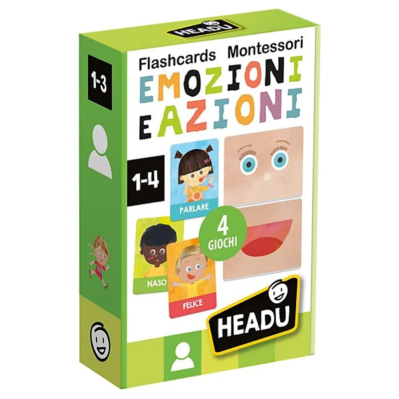 Flash Cards émotions et actions Montessori Headu - 1-4ans