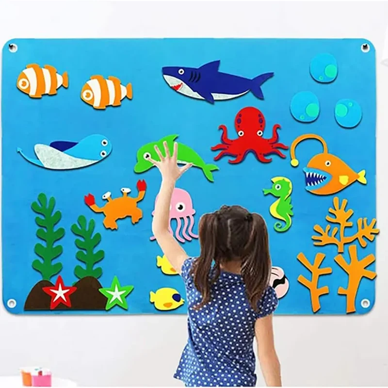 Tapis Mural Éducatif en Feutrine - Thème Marin - 3A+