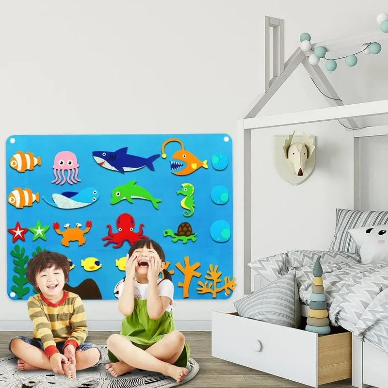Tapis Mural Éducatif en Feutrine - Thème Marin - 3A+