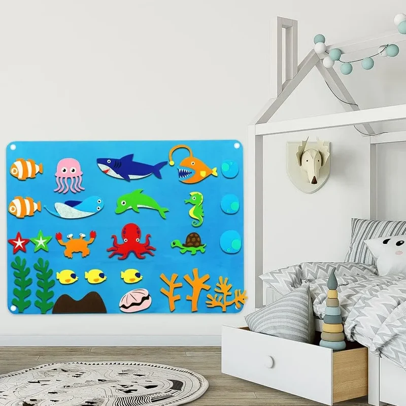 Tapis Mural Éducatif en Feutrine - Thème Marin - 3A+