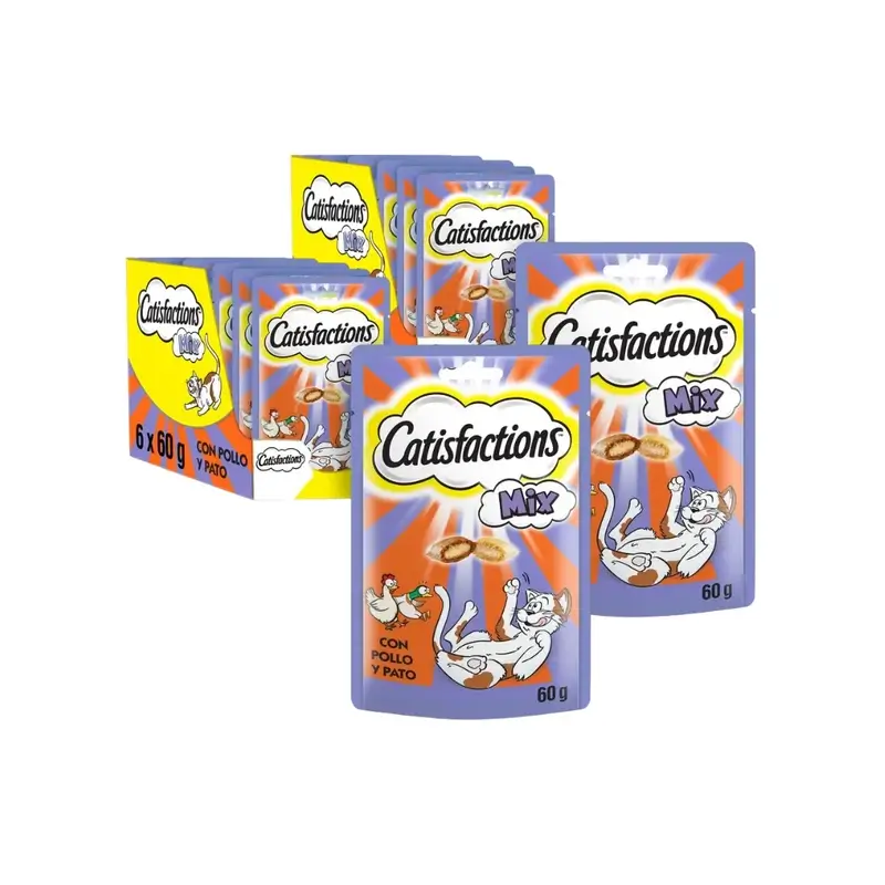 Catisfaction Feline Mixto Pollo Pato Caja, Pack De 2, 6X60Gr