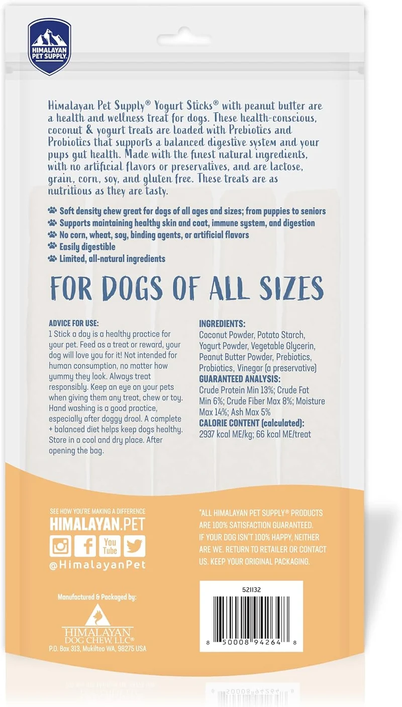 Himalayan Yogurt Sticks Peanut Butter Dog Treats 136g