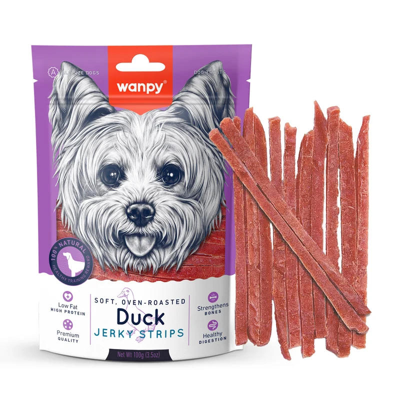 Wanpy Soft Duck Jerky Strips Dog Treats 100G