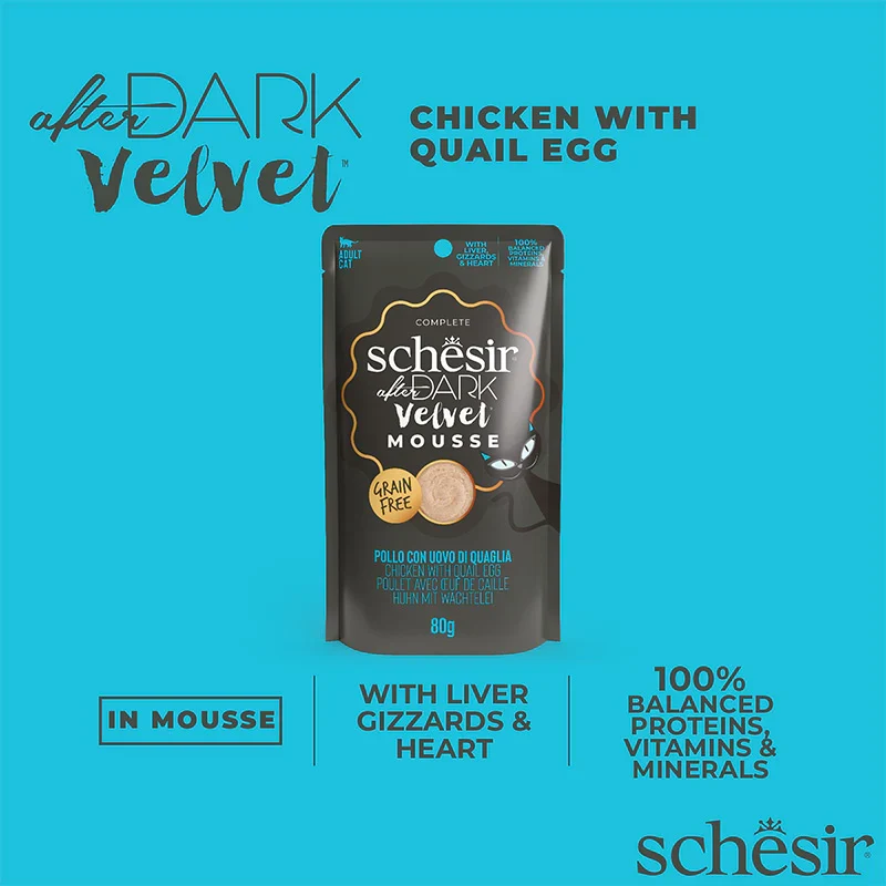 Schesir After Dark Velvet Mousse Chicken With Quail Egg Wet Cat Food In Mousse 80G