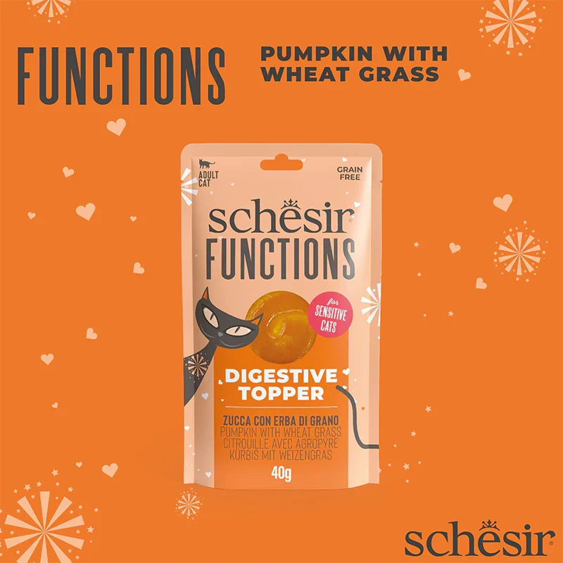 Schesir Functions Digestive Topper Pumpkin With Wheat Grass In Puree Wet Cat Food In Pouch 40G