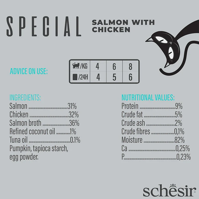 Schesir Special Mousse Skin & Coat Salmon With Chicken Adult Wet Cat Food 70G