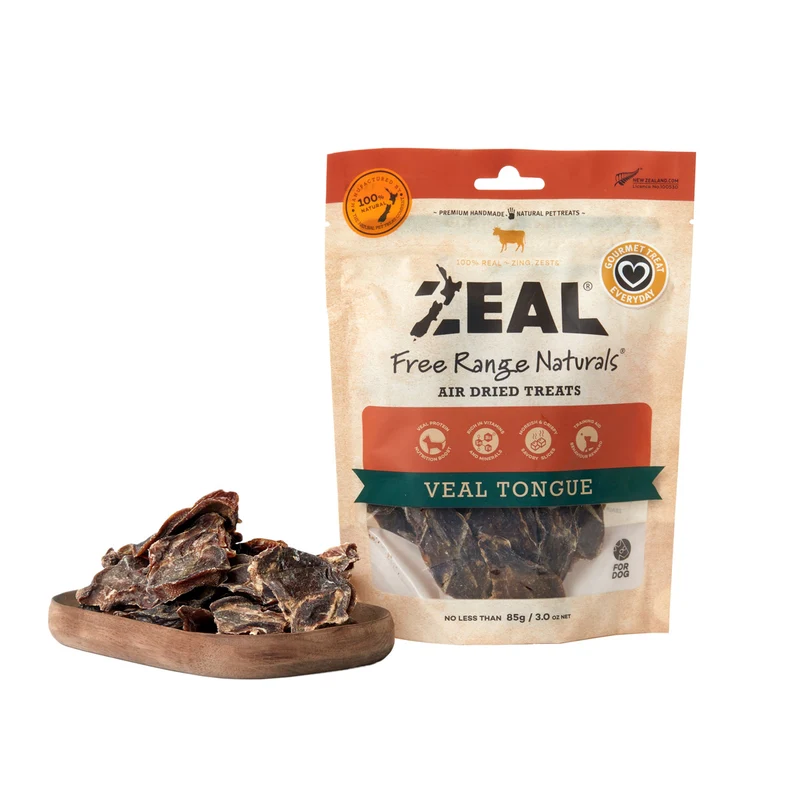 Zeal Veal Tongue Air Dried Dog Treats 85G
