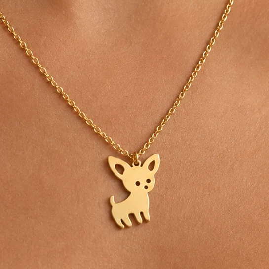 🐶 Collar de Acero Dorado Chihuahua – Pequeño pero con Mucho Amor