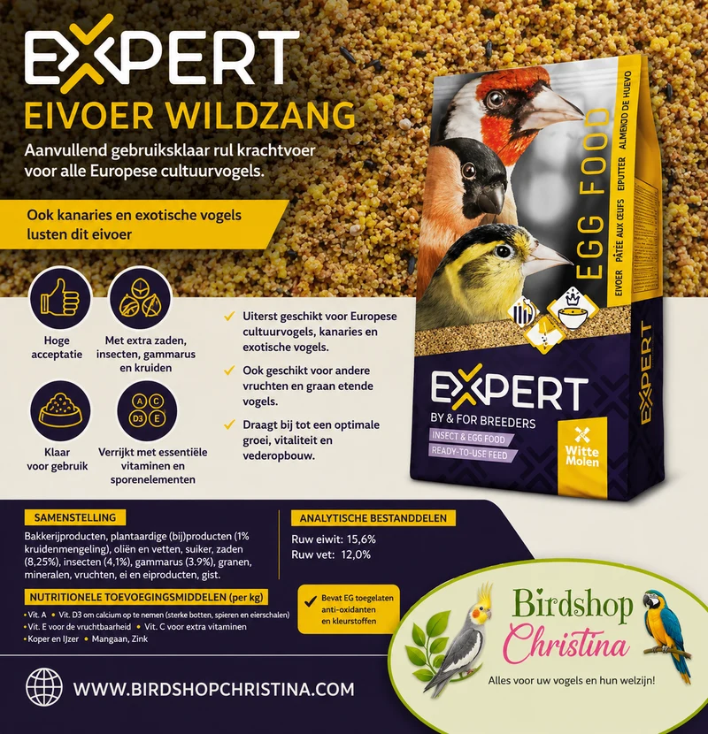 Alimento EXPERT para aves silvestres a base de huevos - 3 kg - 15.6 % de proteína, insectos, Gammarus - Witte Molen